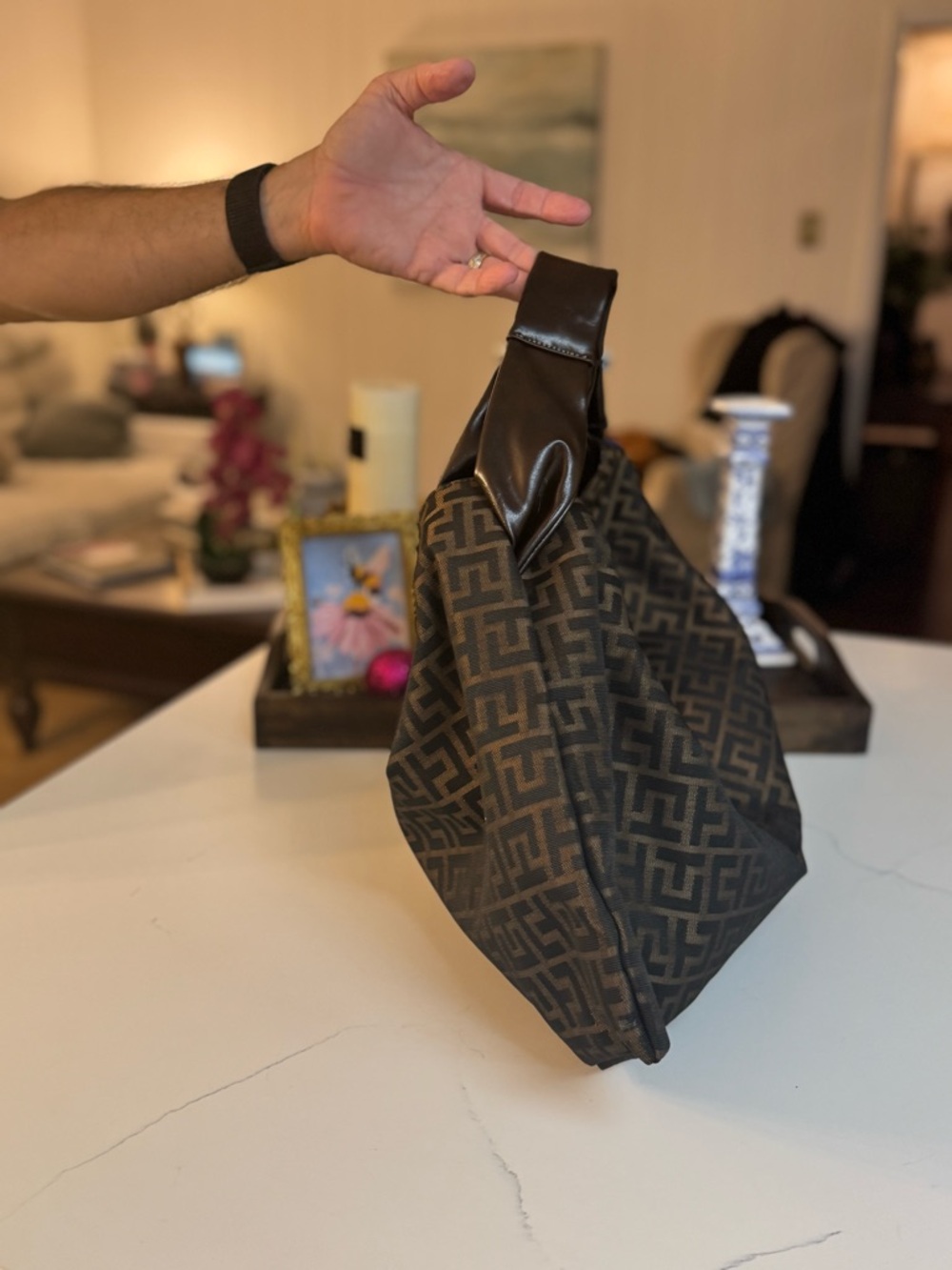 🤎 DESIGNER INSPIRED CANVAS LARGE HOBO SHOULDER BAG! - Picture 4 of 9